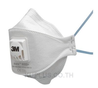 3M™ Aura™ 9322A+ ป้องกันฝุ่น ละออง ฟูมโลหะ แบบพับได้ พร้อมวาล์วระบายอากาศ, FFP2, 10 ชิ้น/กล่อง, 12 กล่อง/ลัง