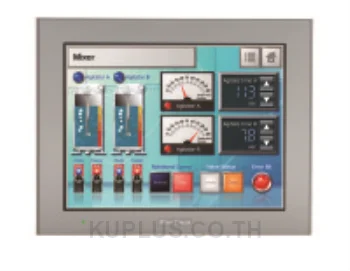 10.4-inch TFT, 65,536 colors, VGA 640 x 480 pixels, Matrix Touch Panel, Ethernet I/F, COM I/F x 2, USB A/mini-B I/F x 1 each, SD Card I/F, DC24V