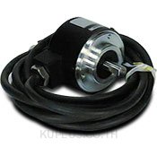 Koyo Encoder, Absolute (Gray Code), Medium Duty, 512 Pulses per Revolution (9 bit), 8mm Solid Shaft, 50mm Diameter Body, 10-26VDC, NPN Open Collector, IP65 (Waterjet Proof), 2 meter Cable, Tinned Ends, Mounting Screws included
