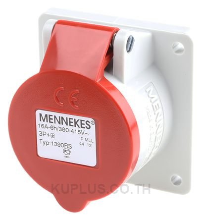 Mennekes IP44 Red Panel Mount 4P Industrial Power Socket, Rated At 16A, 400V
