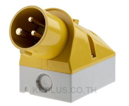 Mennekes IP44 Yellow Wall Mount 3P Right Angle Industrial Power Plug, Rated At 16A, 110V