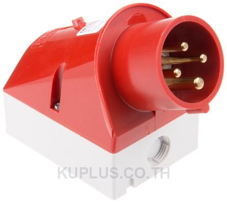 Mennekes IP44 Red Wall Mount 4P Right Angle Industrial Power Plug, Rated At 16A, 400V