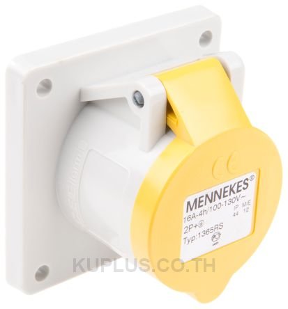 Mennekes IP44 Yellow Panel Mount 3P Industrial Power Socket, Rated At 16A, 110V