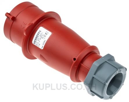 Mennekes IP44 Red Cable Mount 5P Industrial Power Plug, Rated At 32A, 400V,With Phase Inverter