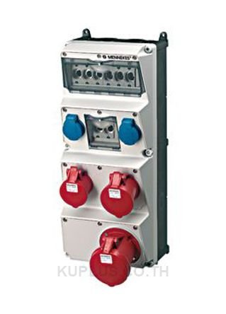 Mennekes IP44 Blue, Red Wall Mount 5P Industrial Power Socket, Rated At 16 A, 32 A, 63 A, 230V, 400V