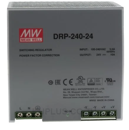 พาวเวอร์ซัพพลายเกาะราง (ติดรางปีกนก DIN) Mean Well DRP-240-24 240 W เอาต์พุต 24 V 10 A