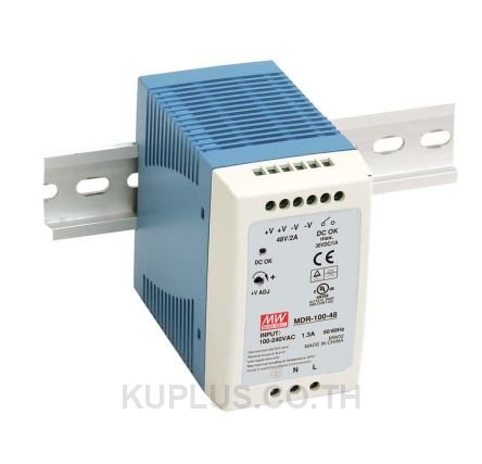 MDR-100-12, DIN Rail Power Supply, 83%, 12V, 7.5A, 90W, Adjustable