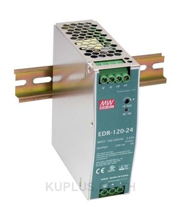 EDR-120-48, DIN Rail Power Supply, 89%, 48V, 2.5A, 120W, Adjustable