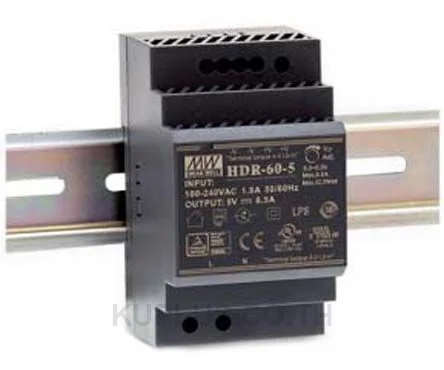 พาวเวอร์ซัพพลายเกาะราง (ติดรางปีกนก DIN) Mean Well HDR-60-48 60 W เอาต์พุต 48 V 1.25 A
