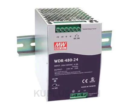 พาวเวอร์ซัพพลายเกาะราง (ติดรางปีกนก DIN) Mean Well WDR-480-24 480 W เอาต์พุต 24 V 20 A