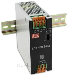 พาวเวอร์ซัพพลายเกาะราง (ติดรางปีกนก DIN) แบบบางพิเศษ (Ultra Slim) Mean Well XDR-480-24LA 480 วัตต์ เอาต์พุต 24 VDC (ขั้วต่อแบบ Lever (ไม่ต้องใช้เครื่องมือ))