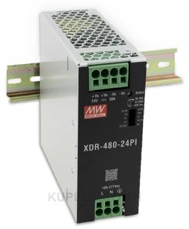 พาวเวอร์ซัพพลายเกาะราง (ติดรางปีกนก DIN) แบบบางพิเศษ (Ultra Slim) Mean Well XDR-480-48PI 480 วัตต์ เอาต์พุต 48 VDC (ขั้วต่อแบบ Push-in)