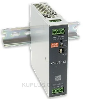 Mean Well XDR-75E-48 75W AC/DC Economical Ultra Slim Industrial DIN Rail Power Supply, 48V Output, Screw Terminal