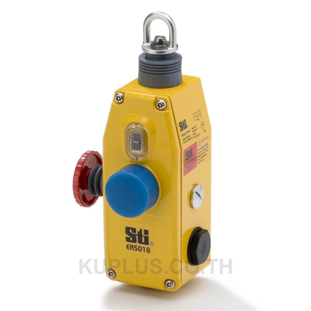 Safety rope pull E-stop switch, up to 40m, 2 NC + 1NO, M20 wiring entry (3x)