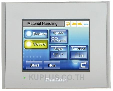 3.5-inch TFT, 65,536 colors, QVGA 320 x 240 pixels, Analog Touch Panel, Ethernet I/F, RS-485 Isolated , USB  A/mini-B I/F x 1 each, Secondary Back-up Battery, DC24V