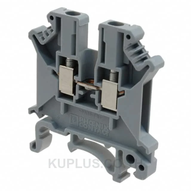 Phoenix Contact UK 3 N เทอร์มินัลบล็อกแบบฟีดทรู (3001501) ขนาดสาย 2.5 mm² กระแส 24 A แรงดัน 800 V ต่อแบบสกรู สีเทา