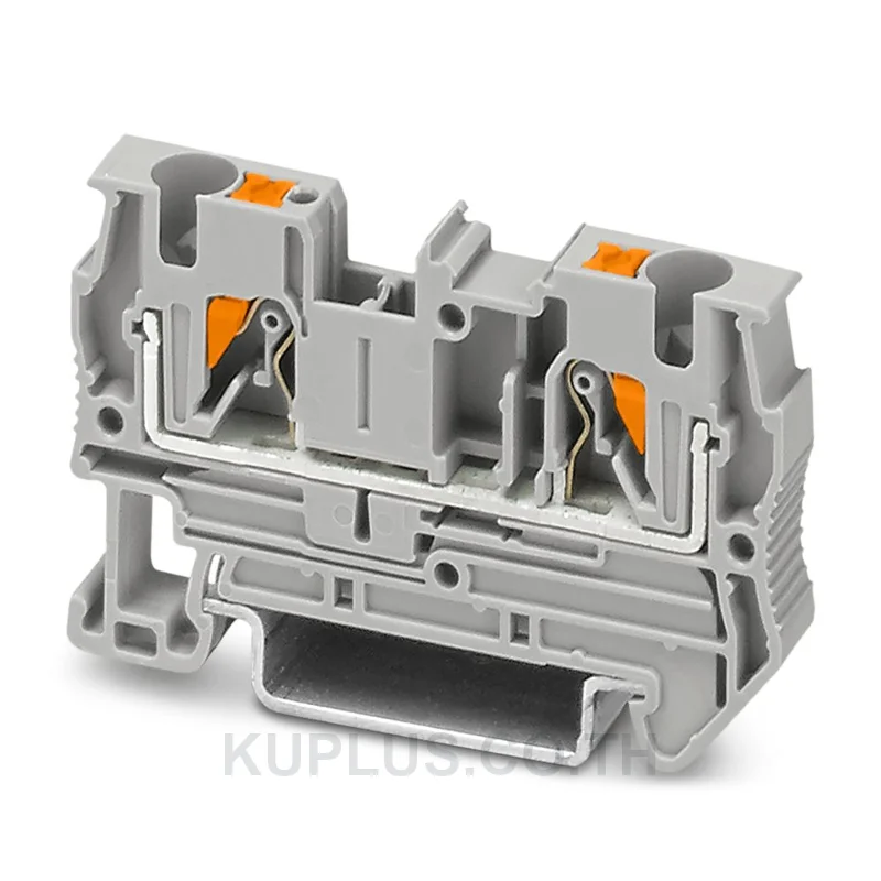 Phoenix Contact PT 4 เทอร์มินัลบล็อกแบบฟีดทรู (3211757) ขนาดสาย 4 mm² กระแส 32 A แรงดัน 800 V ต่อแบบ Push-in สีเทา