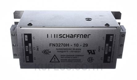 Schaffner FN3270 Series 10A 3 x 520/300 V ac 0 - 60Hz Chassis Mount EMI Filter, with Terminal Block Terminals