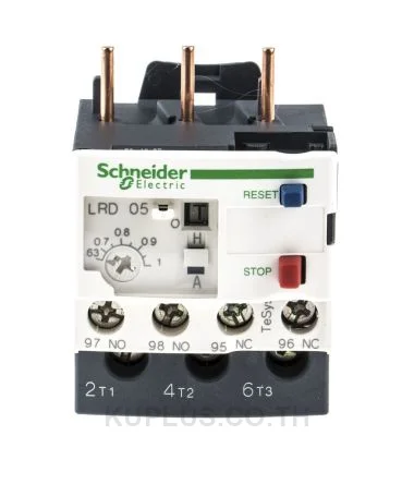 โอเวอร์โหลดรีเลย์ความร้อน (Thermal Overload Relay) Schneider TeSys D LRD05L ช่วงปรับกระแส 0.63-1A คลาส 20 หน้าสัมผัสช่วย 1NO+1NC ขั้วต่อแบบสกรู (Screw clamp)