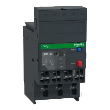 โอเวอร์โหลดรีเลย์ความร้อน (Thermal Overload Relay) Schneider TeSys D LRD083 ช่วงปรับกระแส 2.5-4A คลาส 10A หน้าสัมผัสช่วย 1NO+1NC ขั้วต่อแบบสปริง (Spring)