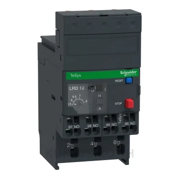 โอเวอร์โหลดรีเลย์ความร้อน (Thermal Overload Relay) Schneider TeSys D LRD123 ช่วงปรับกระแส 5.5-8A คลาส 10A หน้าสัมผัสช่วย 1NO+1NC ขั้วต่อแบบสปริง (Spring)