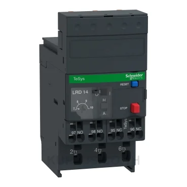 โอเวอร์โหลดรีเลย์ความร้อน (Thermal Overload Relay) Schneider TeSys D LRD143 ช่วงปรับกระแส 7-10A คลาส 10A หน้าสัมผัสช่วย 1NO+1NC ขั้วต่อแบบสปริง (Spring)