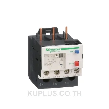 โอเวอร์โหลดรีเลย์ความร้อน (Thermal Overload Relay) Schneider TeSys D LRD21 ช่วงปรับกระแส 12-18A คลาส 10A หน้าสัมผัสช่วย 1NO+1NC ขั้วต่อแบบสกรู (Screw clamp) ใช้กับ LC1 D18-D38