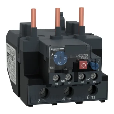 โอเวอร์โหลดรีเลย์ความร้อน (Thermal Overload Relay) Schneider TeSys D LRD3363A66 ช่วงปรับกระแส 63-80A คลาส 10A หน้าสัมผัสช่วย 1NO+1NC ขั้วต่อแบบLugs (หางปลา) ใช้กับ LC1D80-D95