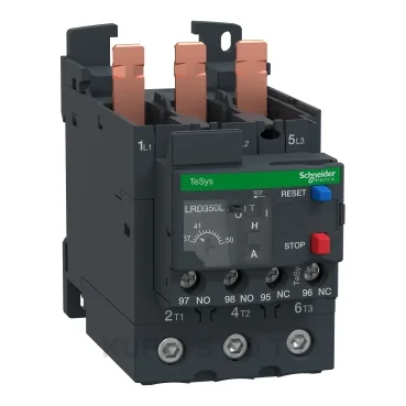 โอเวอร์โหลดรีเลย์ความร้อน (Thermal Overload Relay) Schneider TeSys D EverLink LRD350L6 ช่วงปรับกระแส 37-50A คลาส 20 หน้าสัมผัสช่วย 1NO+1NC ขั้วต่อแบบEverLink แบบ Lugs