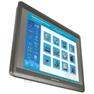 MT8121XE  Weintek 12.1" HMI, plastic housing, 1024x768, 1GHz RISC CPU, SD Card slot. Ports: serial, USB, Ethernet.