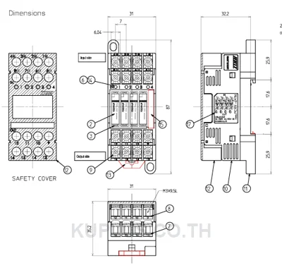 รีเลย์ แพ็ค 4 ขนาดกระทัดรัด PCRY-4MIN COIL DC24V 5A 250V AC/30V DC