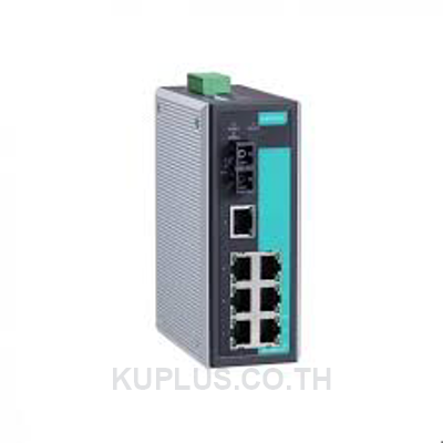 Industrial Unmanaged Ethernet Switch with 7 10/100BaseT(X) ports, 1 single mode 100BaseFX port, SC connector, -40 to 75Â°C
