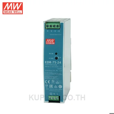 พาวเวอร์ซัพพลายเกาะราง (ติดรางปีกนก DIN) Mean Well EDR-75-24 75 W เอาต์พุต 24 V 3.2 A