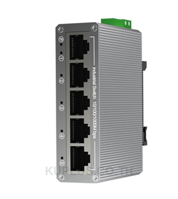 สวิตช์อุตสาหกรรม Gigabit 5 พอร์ต 10/100/1000 Mbps ติดราง DIN รองรับไฟ DC9-57V ET-GY105GE-M