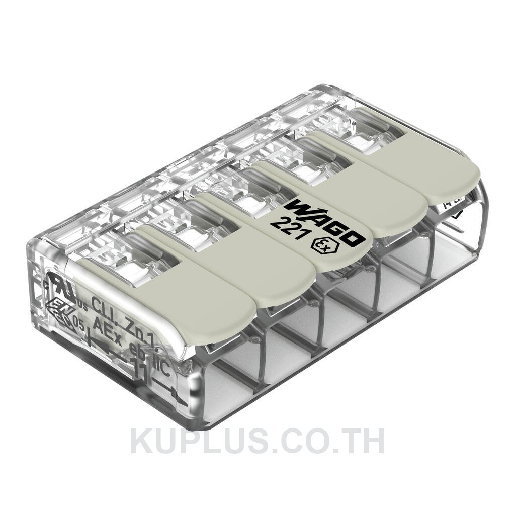 COMPACT Splicing Connector; for all conductor types; for Ex e applications; max. 4 mm²; 5-conductor; with levers; transparent housing; Operating temperature (max.): 105 °C; 4,00 mm²; transparent