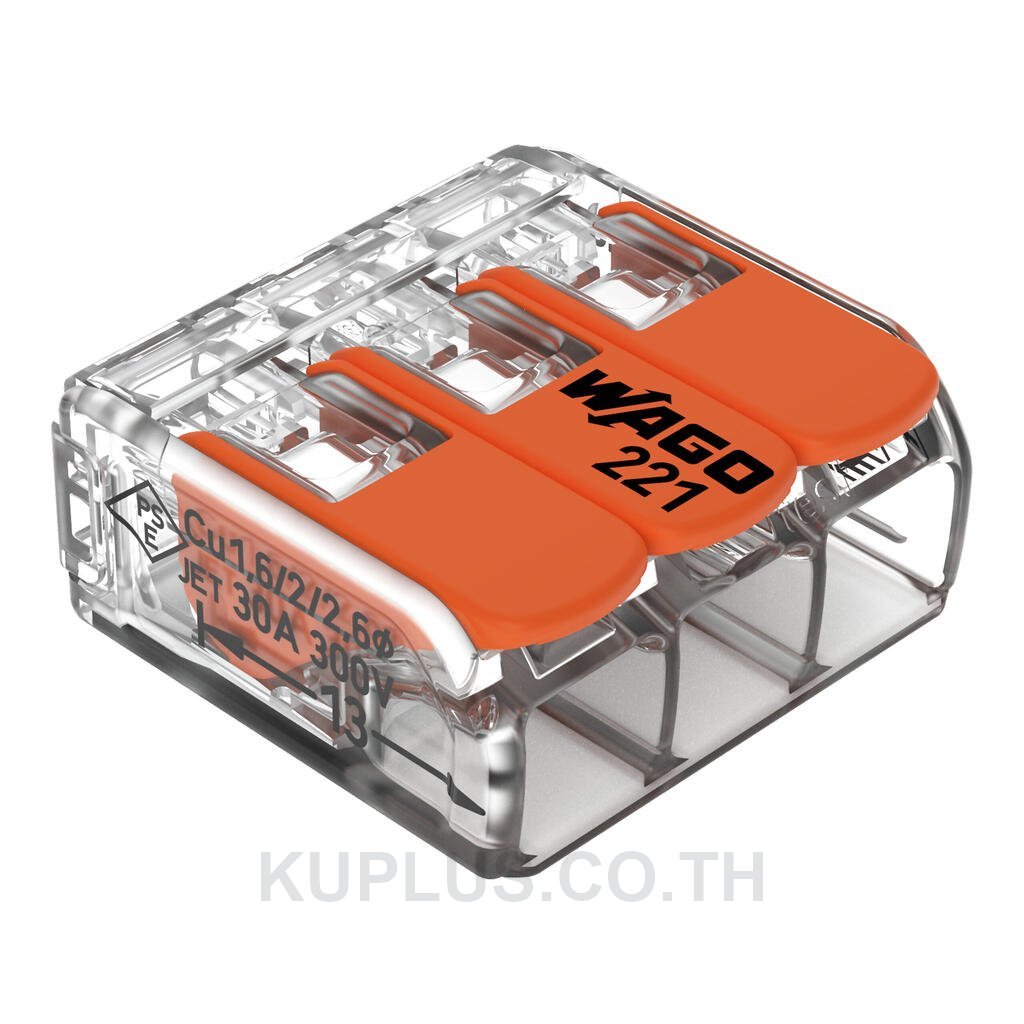 COMPACT Splicing Connector; for all conductor types; max. 6 mm²; 3-conductor; with levers; transparent housing; Surrounding air temperature: max 85°C (T85); 6,00 mm²; transparent