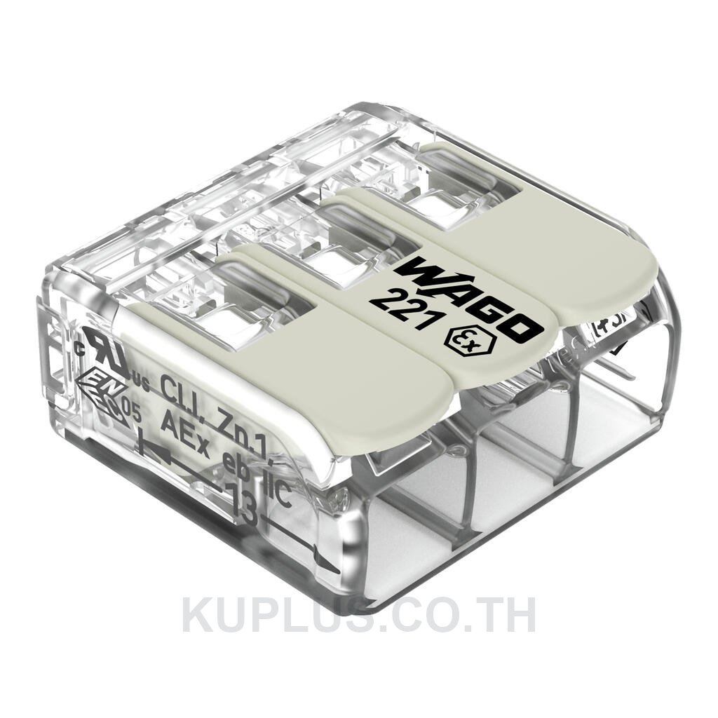 COMPACT Splicing Connector; for all conductor types; for Ex e applications; max. 6 mm²; 3-conductor; with levers; transparent housing; Operating temperature (max.): 105 °C; 6,00 mm²; transparent