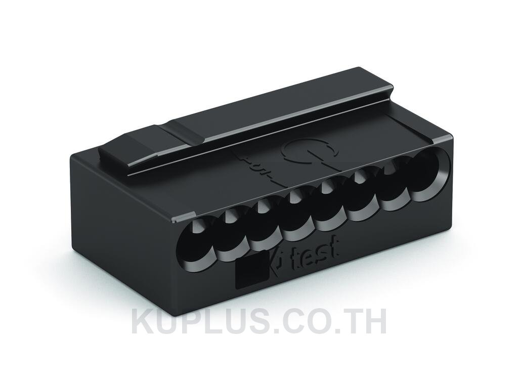 MICRO PUSH WIRE® connector for junction boxes; for solid conductors; 0.8 mm Ø; 8-conductor; dark gray housing; light gray cover; Surrounding air temperature: max 60°C; dark gray