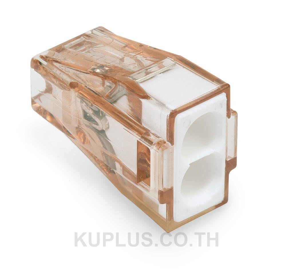 PUSH WIRE® connector for junction boxes; for solid conductors; max. 4 mm²; 2-conductor; Brown clear housing; white cover; Surrounding air temperature: max 60°C; 2,50 mm²; multicoloured